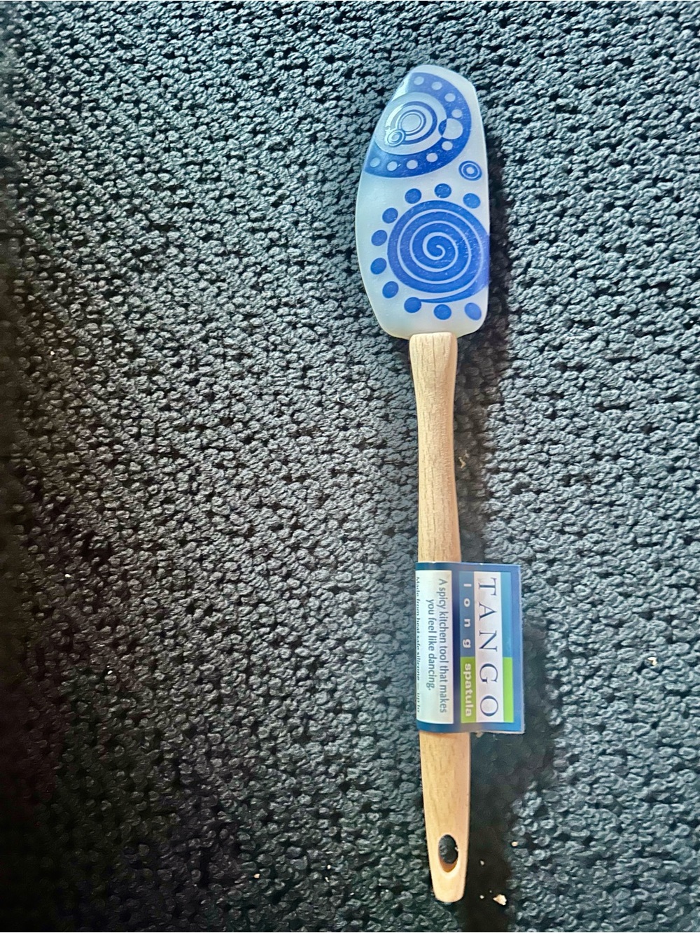 Blue Swirl Silicone Long Spatula with Beechwood Handle